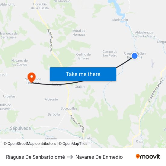 Riaguas De Sanbartolomé to Navares De Enmedio map