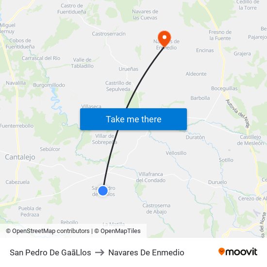 San Pedro De Gaã­Llos to Navares De Enmedio map