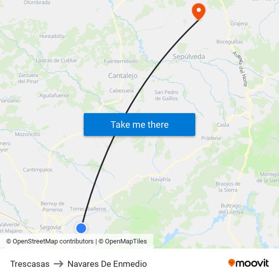 Trescasas to Navares De Enmedio map