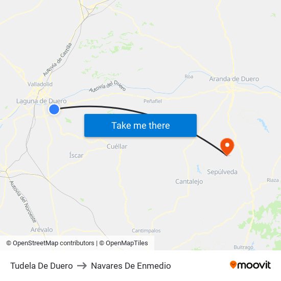 Tudela De Duero to Navares De Enmedio map