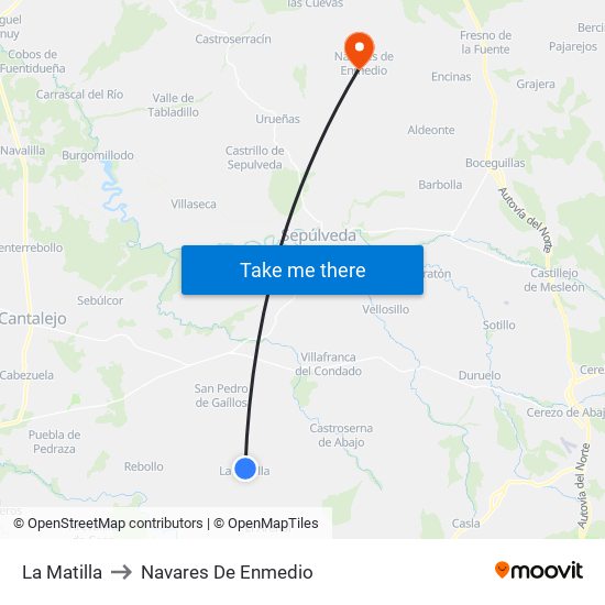 La Matilla to Navares De Enmedio map