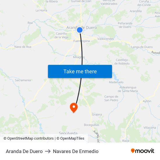 Aranda De Duero to Navares De Enmedio map
