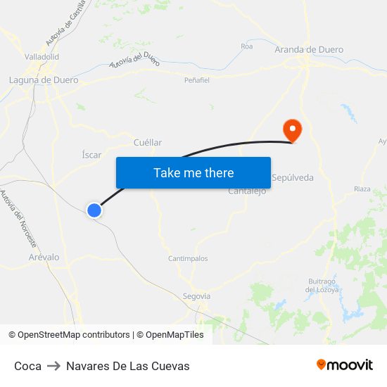 Coca to Navares De Las Cuevas map