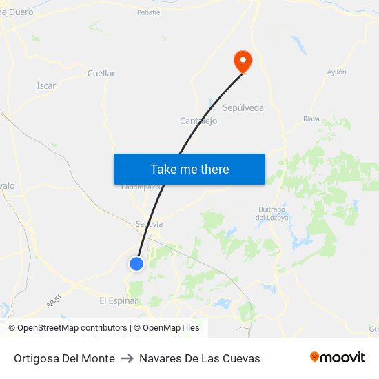 Ortigosa Del Monte to Navares De Las Cuevas map