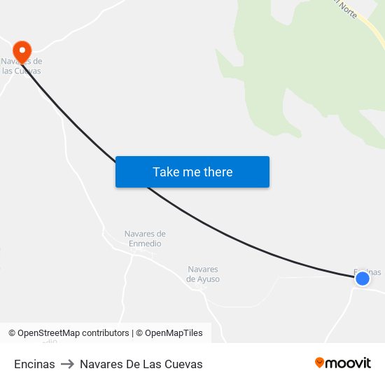 Encinas to Navares De Las Cuevas map