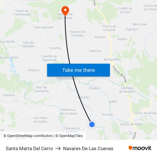 Santa Marta Del Cerro to Navares De Las Cuevas map