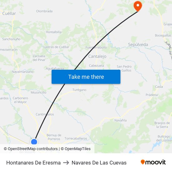 Hontanares De Eresma to Navares De Las Cuevas map