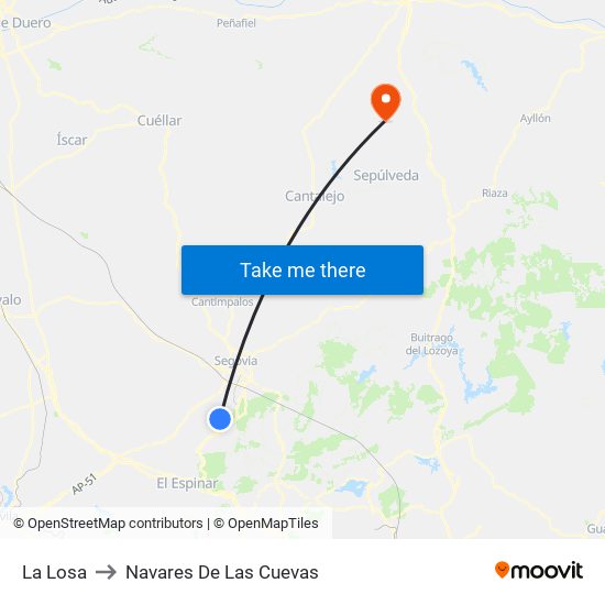 La Losa to Navares De Las Cuevas map