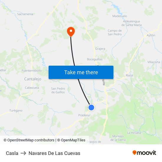 Casla to Navares De Las Cuevas map