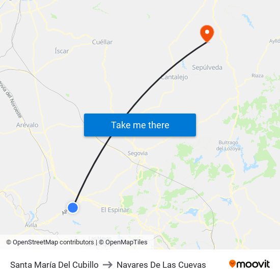 Santa María Del Cubillo to Navares De Las Cuevas map