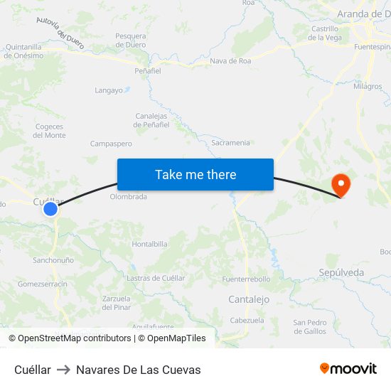 Cuéllar to Navares De Las Cuevas map