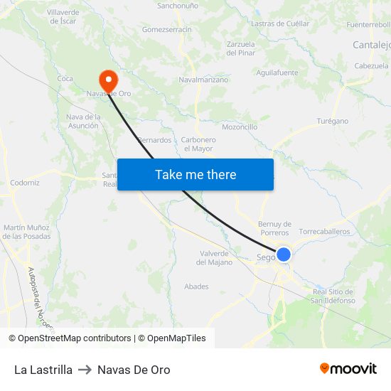 La Lastrilla to Navas De Oro map