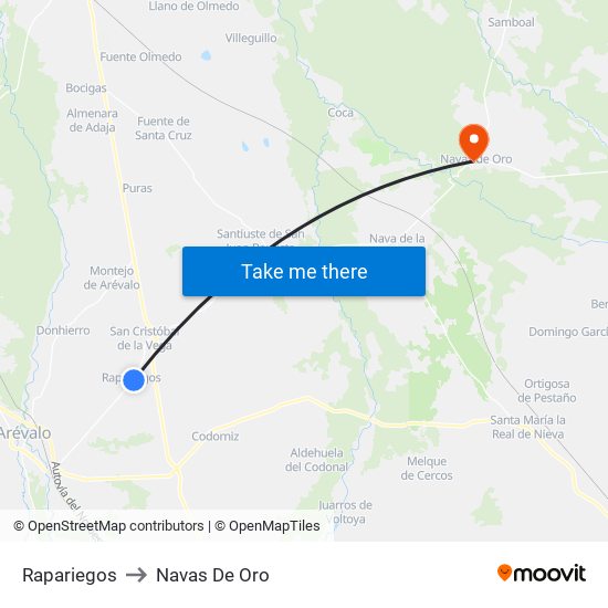 Rapariegos to Navas De Oro map