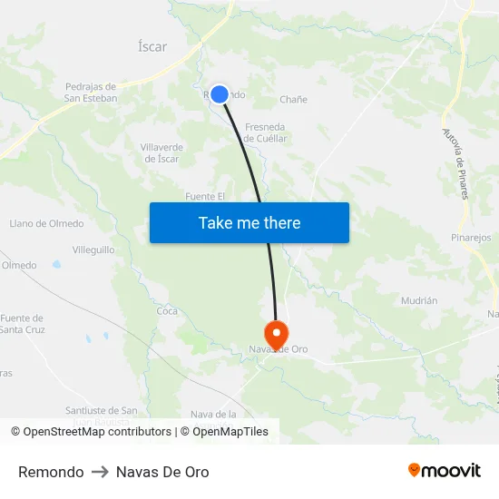 Remondo to Navas De Oro map