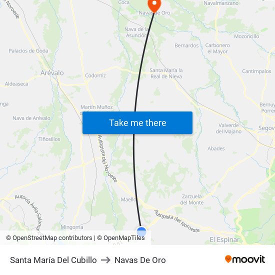 Santa María Del Cubillo to Navas De Oro map