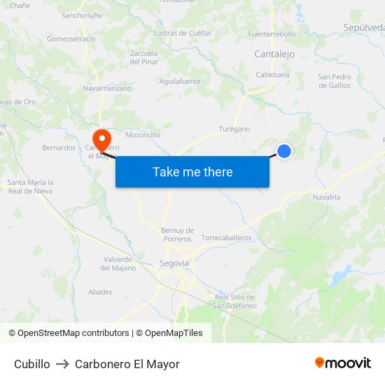 Cubillo to Carbonero El Mayor map