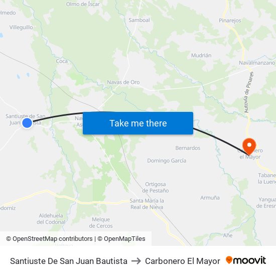 Santiuste De San Juan Bautista to Carbonero El Mayor map