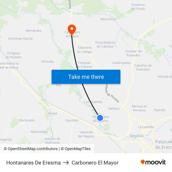 Hontanares De Eresma to Carbonero El Mayor map