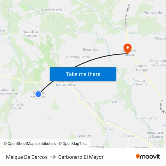 Melque De Cercos to Carbonero El Mayor map