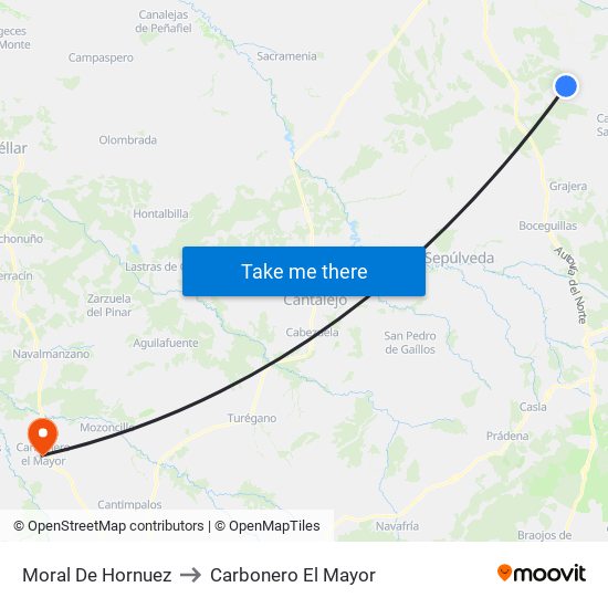 Moral De Hornuez to Carbonero El Mayor map