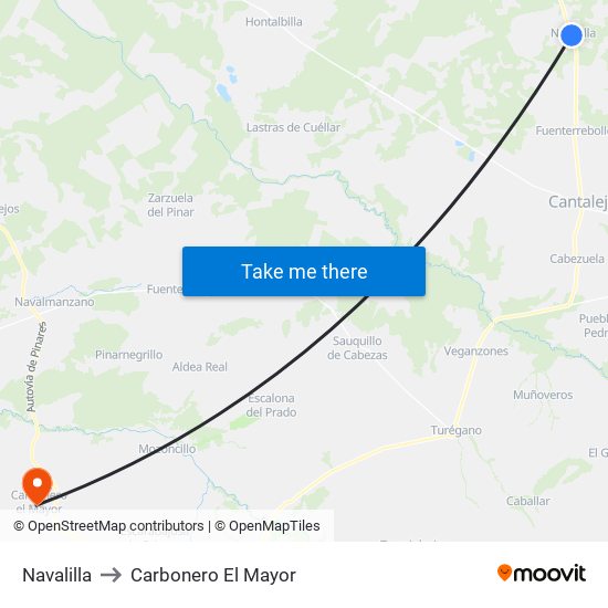 Navalilla to Carbonero El Mayor map