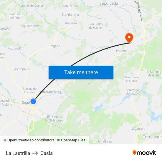 La Lastrilla to Casla map