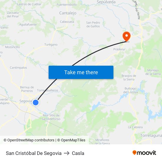 San Cristóbal De Segovia to Casla map