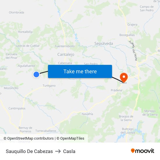 Sauquillo De Cabezas to Casla map