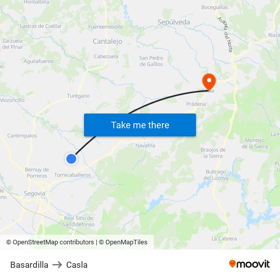 Basardilla to Casla map