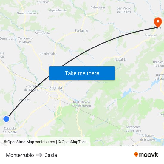 Monterrubio to Casla map