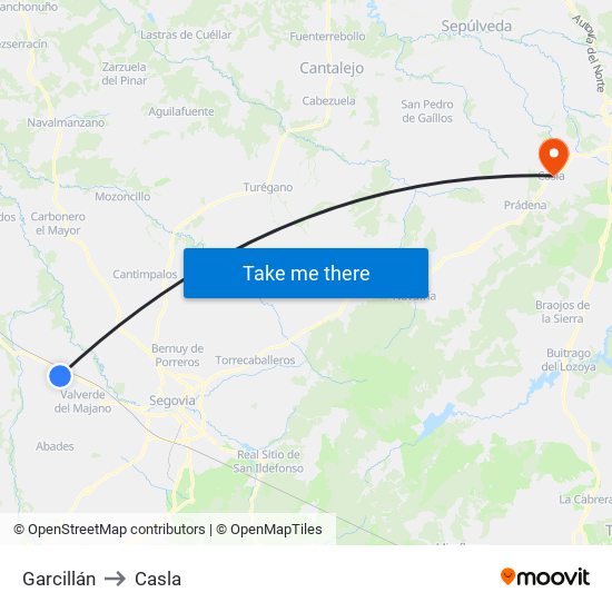Garcillán to Casla map