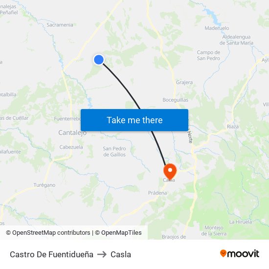 Castro De Fuentidueña to Casla map
