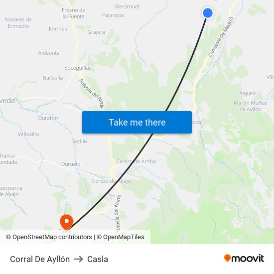 Corral De Ayllón to Casla map