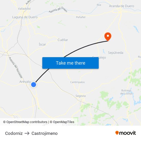 Codorniz to Castrojimeno map