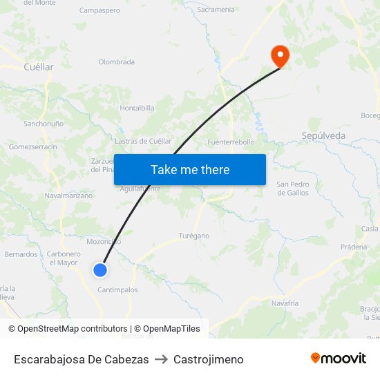 Escarabajosa De Cabezas to Castrojimeno map