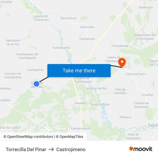 Torrecilla Del Pinar to Castrojimeno map