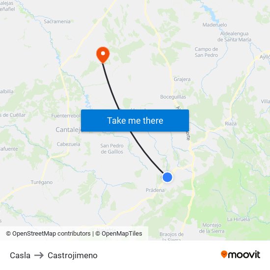 Casla to Castrojimeno map