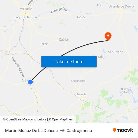 Martín Muñoz De La Dehesa to Castrojimeno map