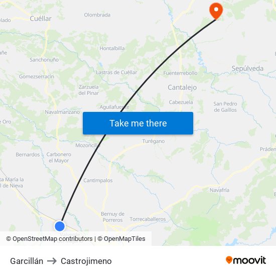 Garcillán to Castrojimeno map