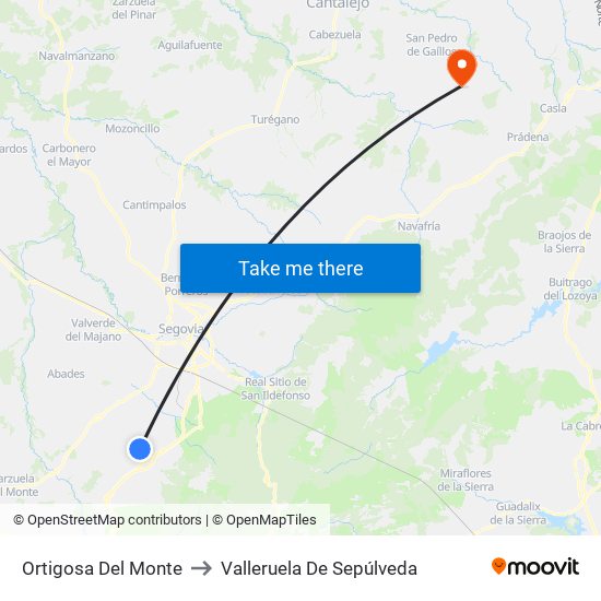 Ortigosa Del Monte to Valleruela De Sepúlveda map