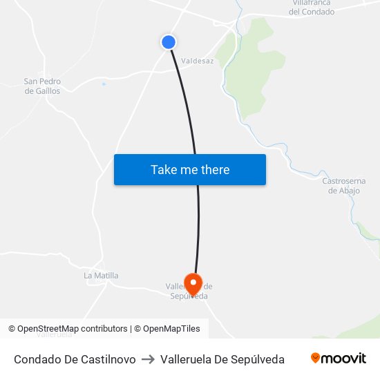 Condado De Castilnovo to Valleruela De Sepúlveda map
