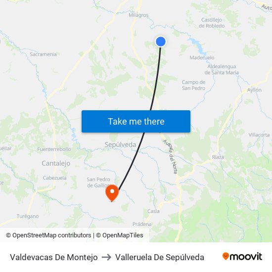 Valdevacas De Montejo to Valleruela De Sepúlveda map