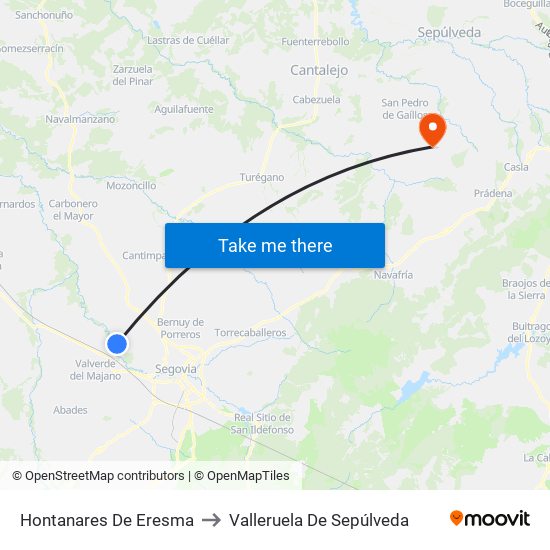 Hontanares De Eresma to Valleruela De Sepúlveda map