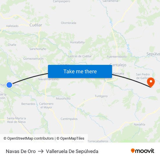 Navas De Oro to Valleruela De Sepúlveda map