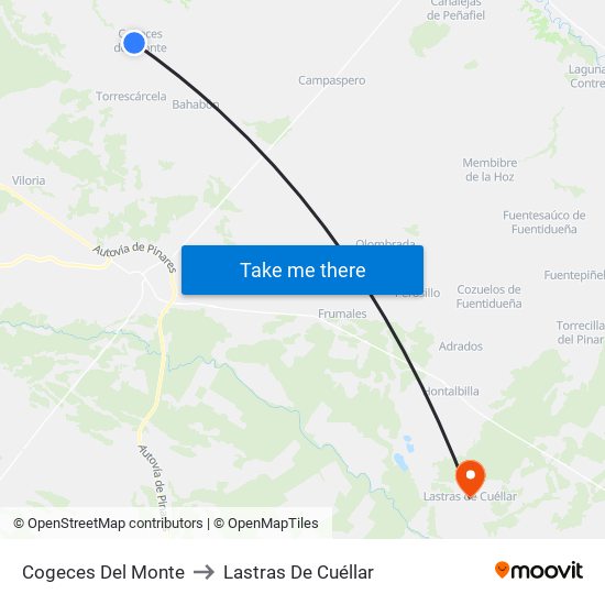 Cogeces Del Monte to Lastras De Cuéllar map