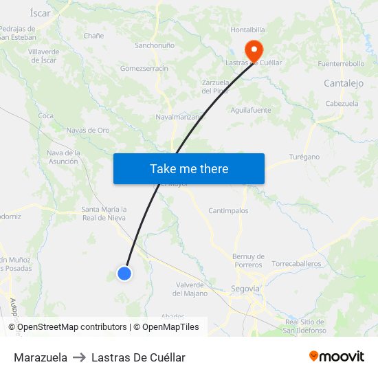 Marazuela to Lastras De Cuéllar map