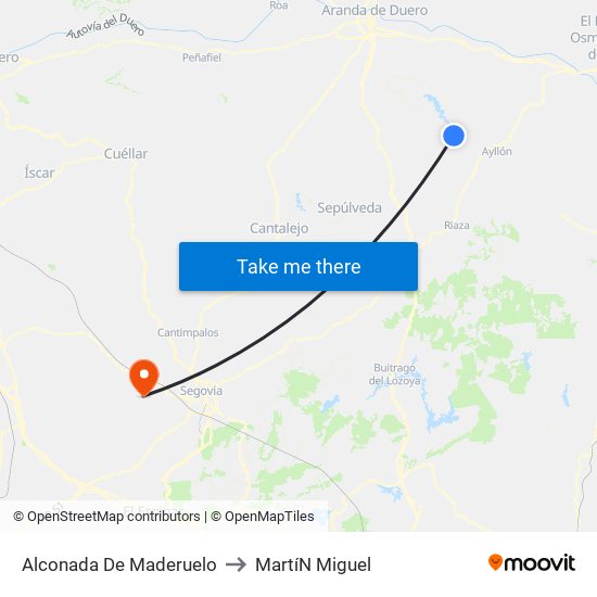 Alconada De Maderuelo to Martí­N Miguel map