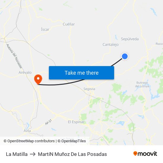 La Matilla to Martí­N Muñoz De Las Posadas map