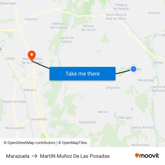 Marazuela to Martí­N Muñoz De Las Posadas map