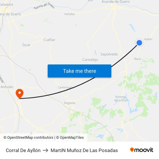 Corral De Ayllón to Martí­N Muñoz De Las Posadas map